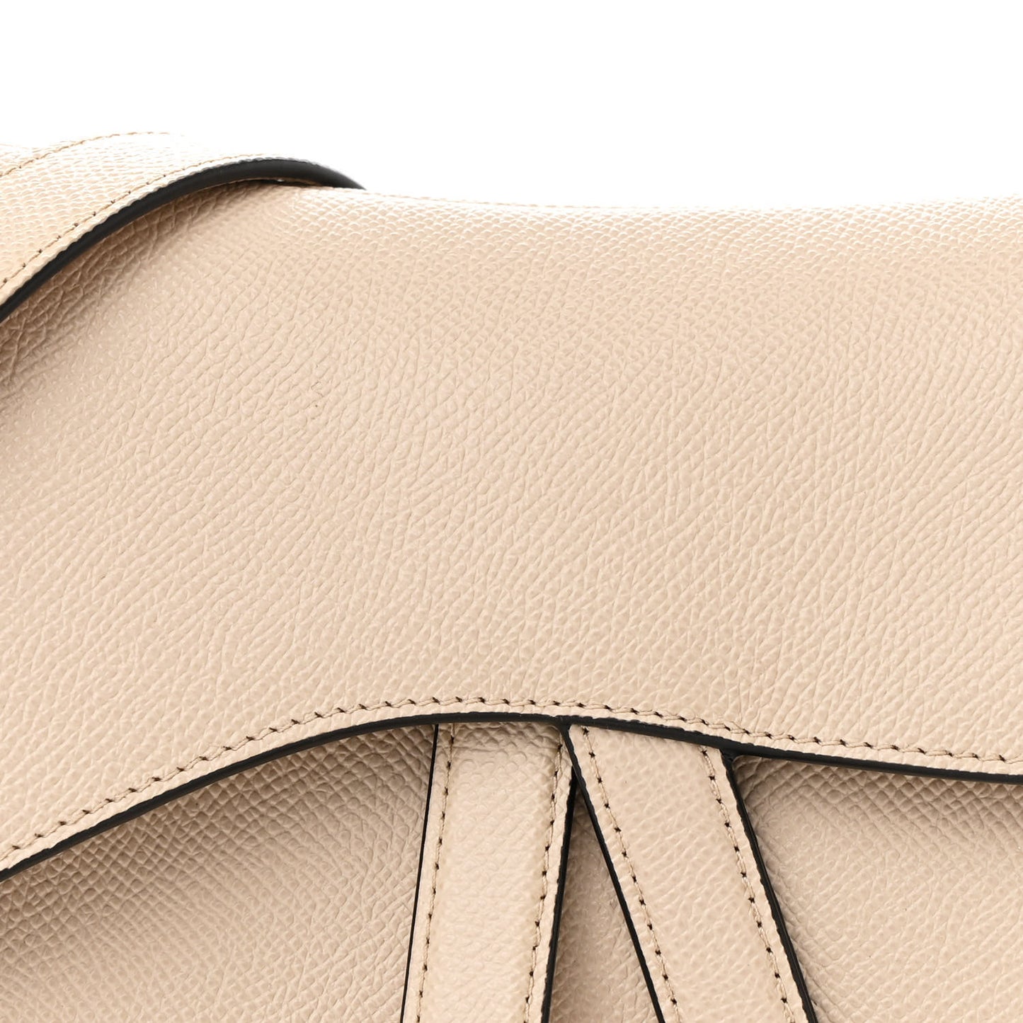 Grained Calfskin Saddle Bag With Strap Caramel Beige