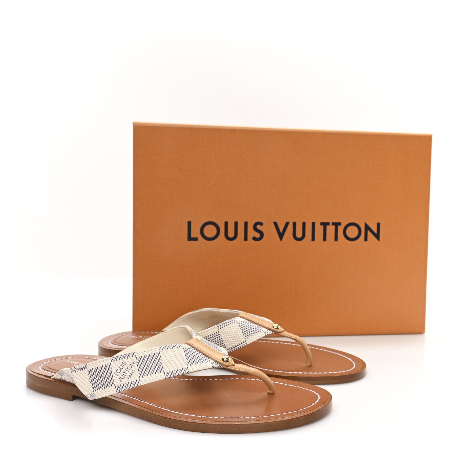 Louis Vuitton Damier Azur Sunny Flat Thong Sandals 38 1841485