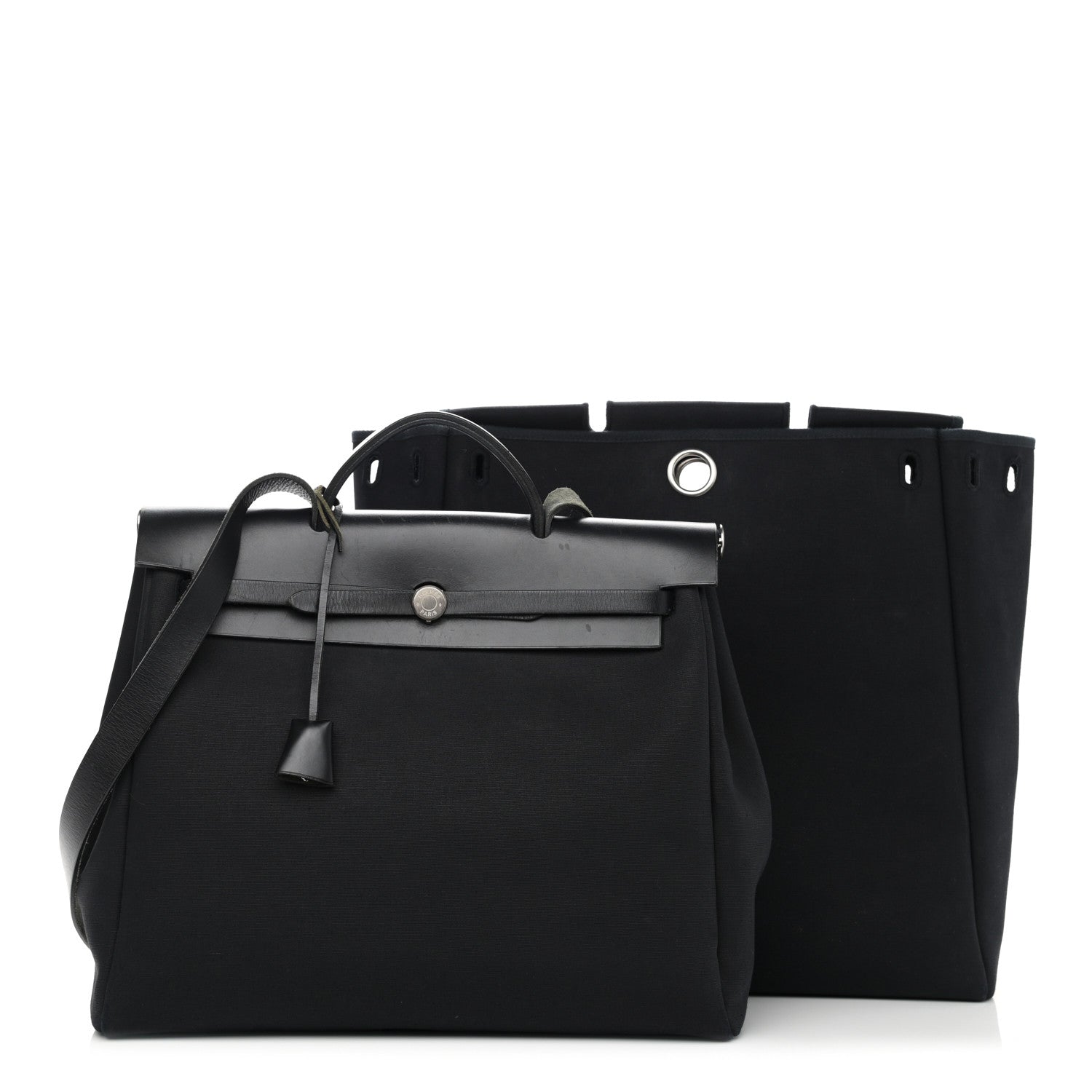 Hermes Toile Vache Calfskin Herbag 39 MM Black 1 of 12