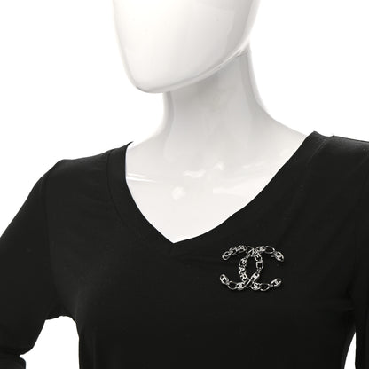 Chanel Ruthenium Crystal Paris Chain CC Chain Logo Brooch 2 of 5