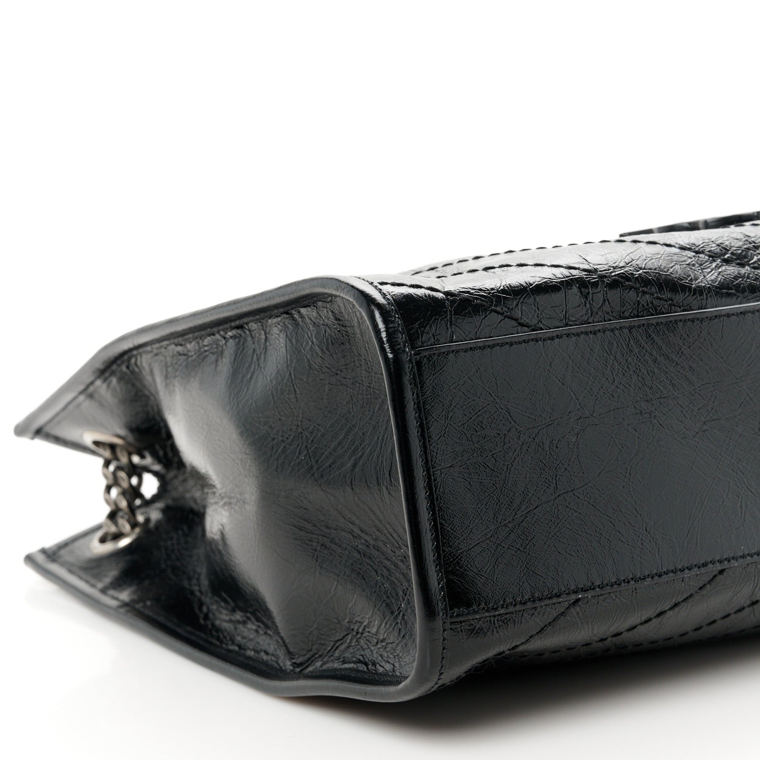 Saint Laurent Crinkled Calfskin Matelasse Monogram Medium Niki Shopper Tote Black 9 of 11