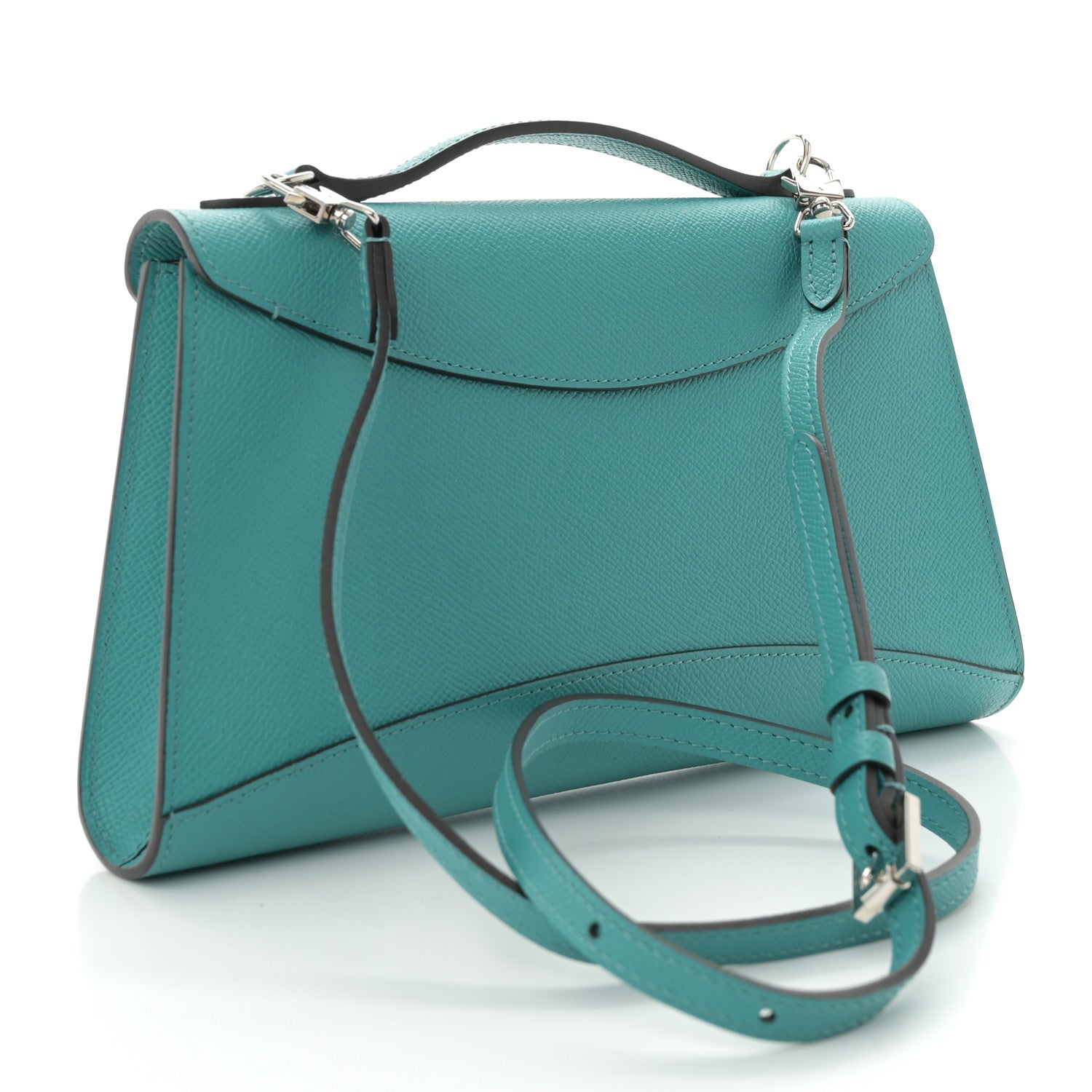Moynat Carat Calfskin Gabrielle Clutch Turquoise 3 of 10