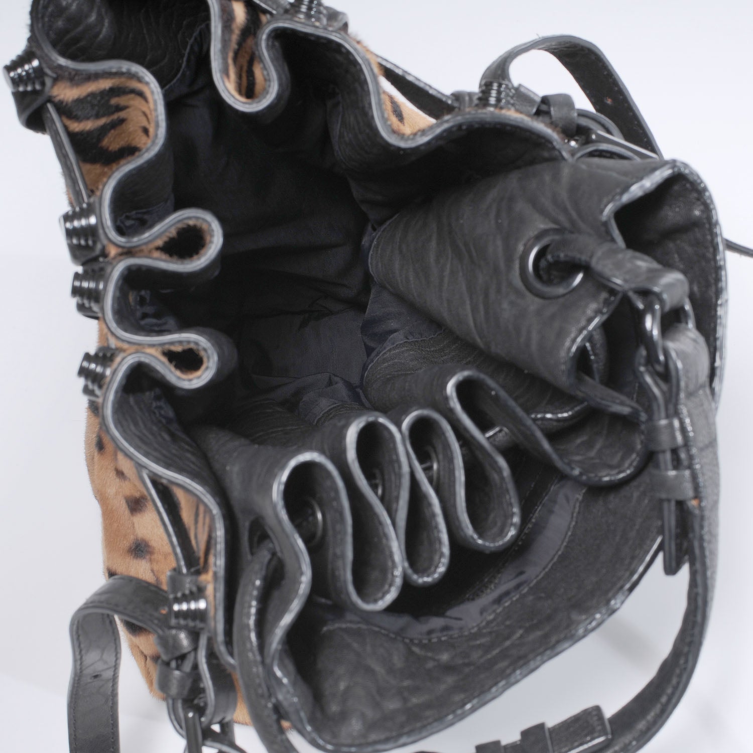 Alexander Wang Leather Pony Hair Leopard Diego Bag Black 5 of 6