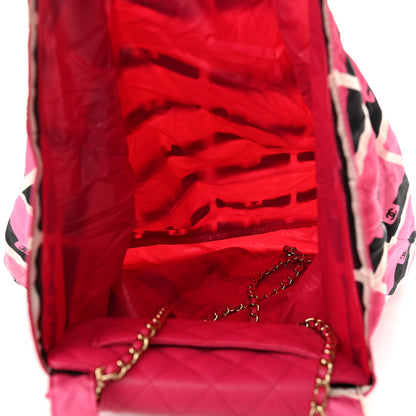 Chanel Caviar Fabric Quilted Foldable Tote With Chain Pink Multicolor 9 of 20