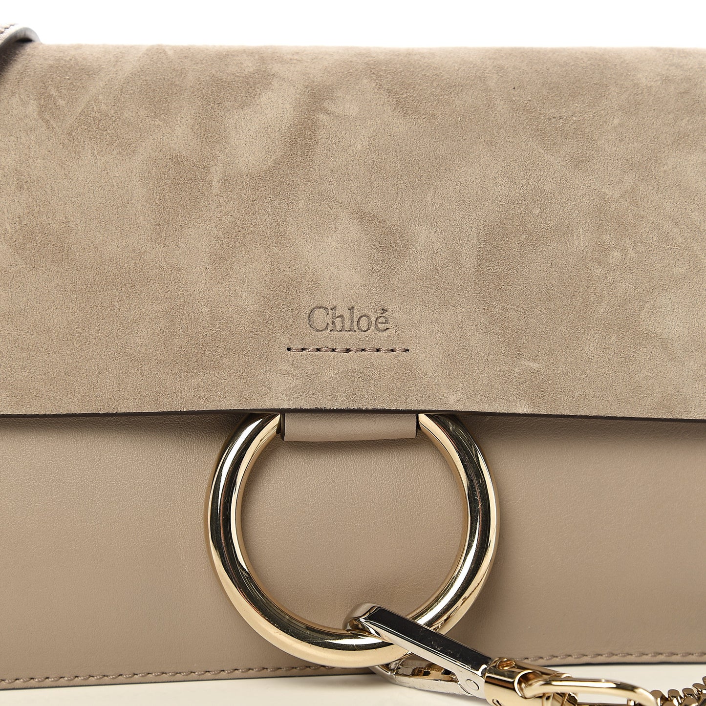 Suede Calfskin Small Faye Shoulder Bag Motty Grey