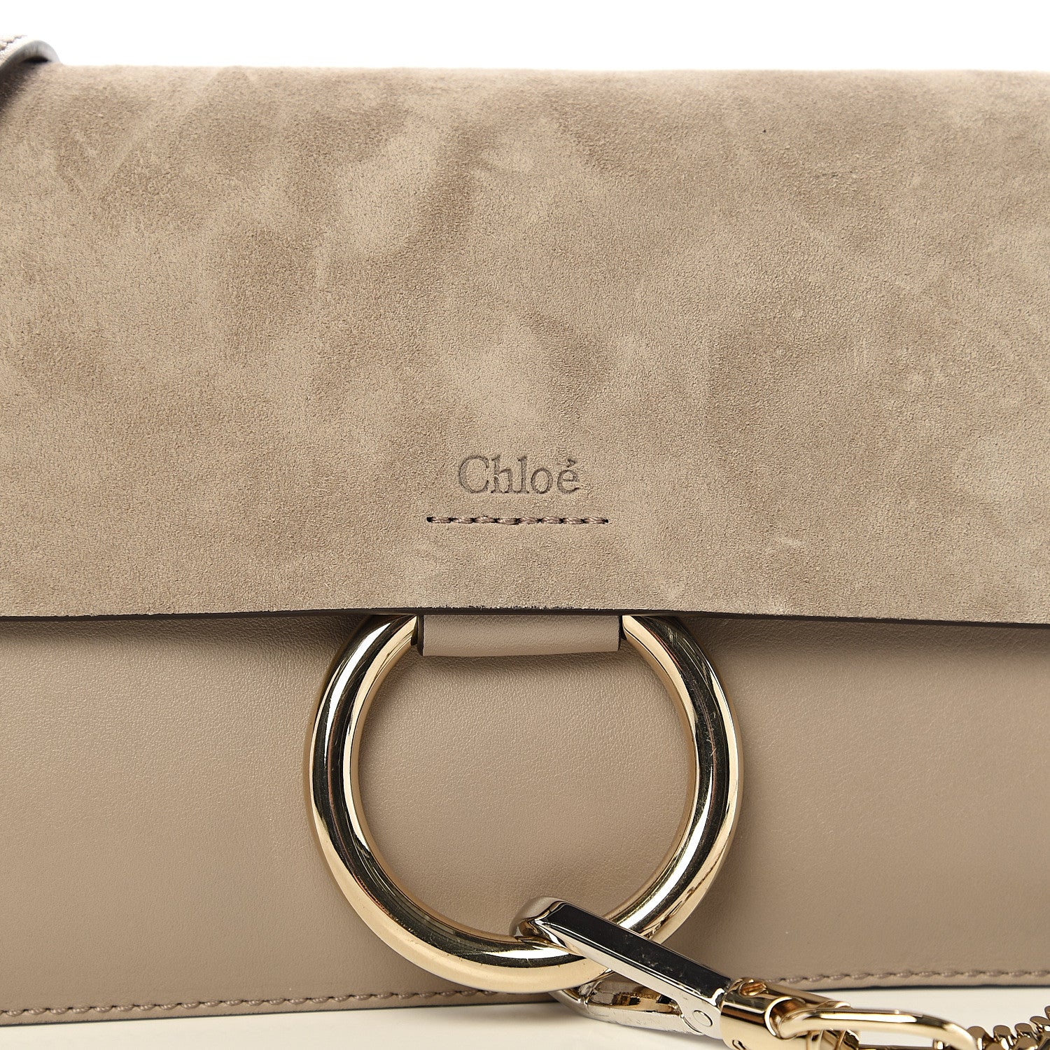 Chloe Suede Calfskin Small Faye Shoulder Bag Motty Grey 8 of 8