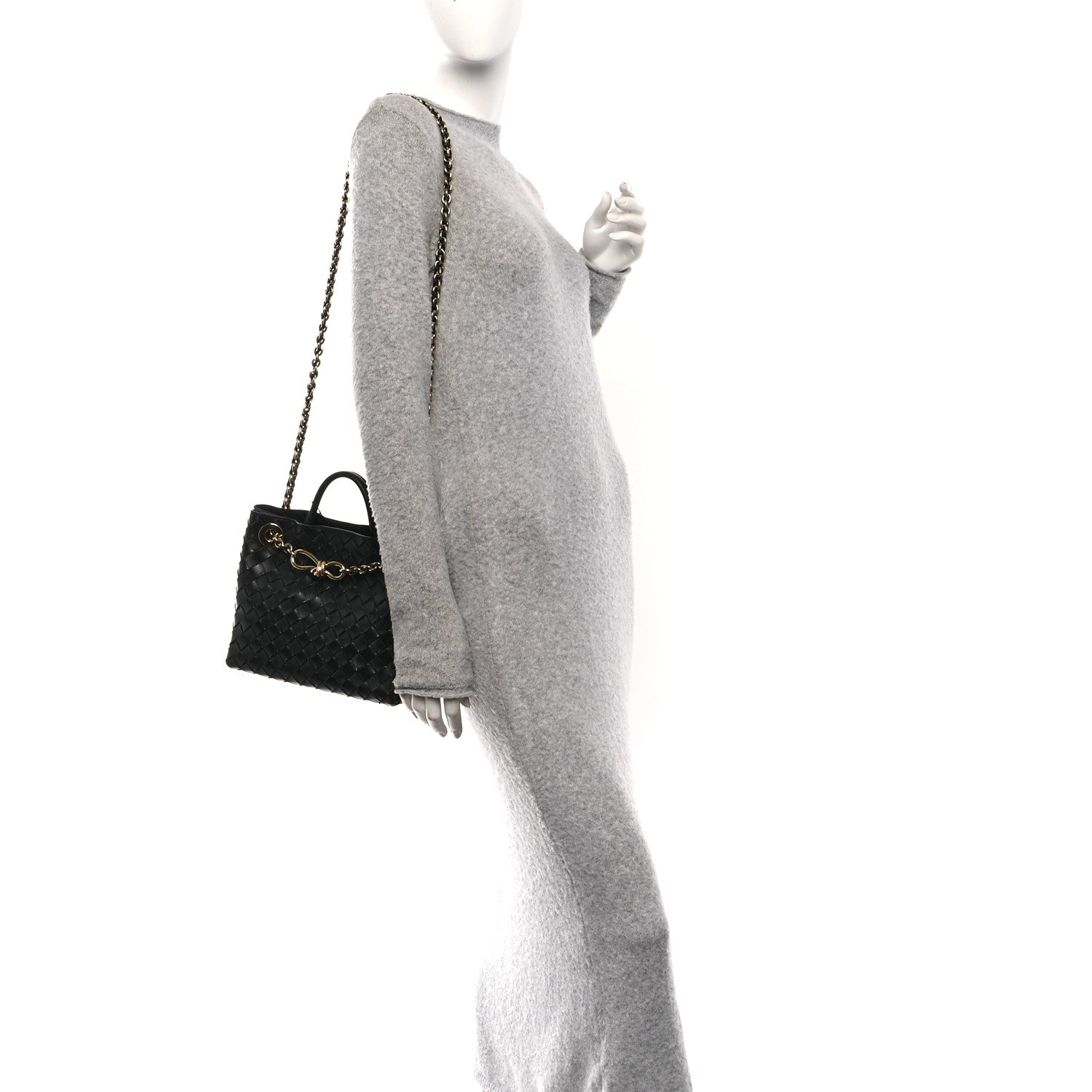 Bottega Veneta Nappa Intrecciato Small Andiamo With Chain Shoulder Bag Black 2 of 9