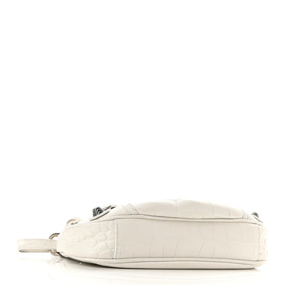 Balenciaga Extra Supple Calfskin Crocodile Embossed Le Cagole Mini Purse With Chain White 4 of 9