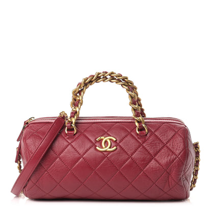 Chanel Shiny Lambskin Quilted Fashion Therapy Bowling Bag Red 1 of 11