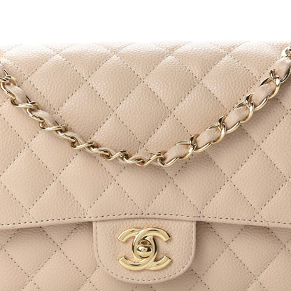 Chanel Caviar Quilted Medium Double Flap Beige Clair 10 of 11