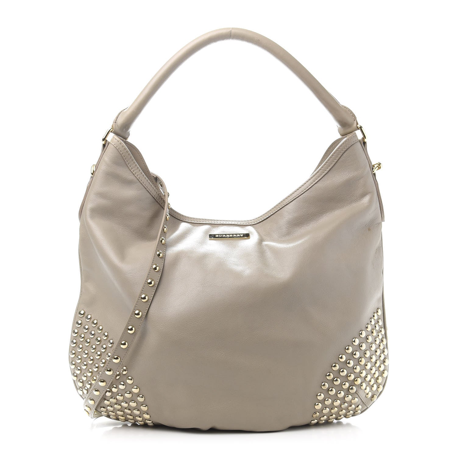 Burberry Calfskin Studded Hobo Beige 1 of 13