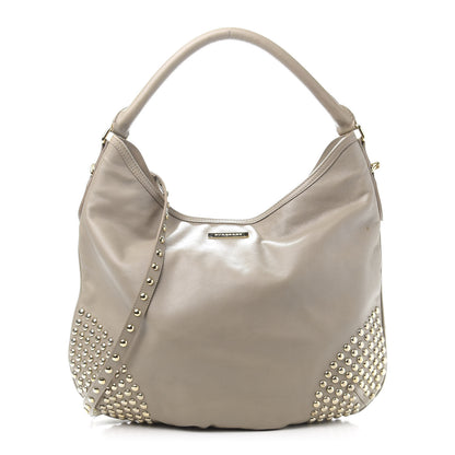 Burberry Calfskin Studded Hobo Beige 1 of 13