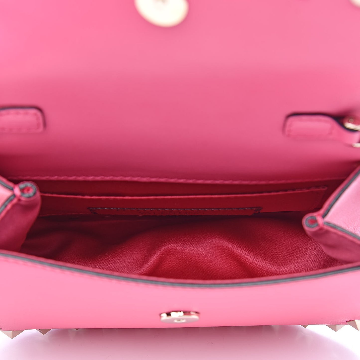 Vitello Rockstud Crossbody Saddle Bag Peony