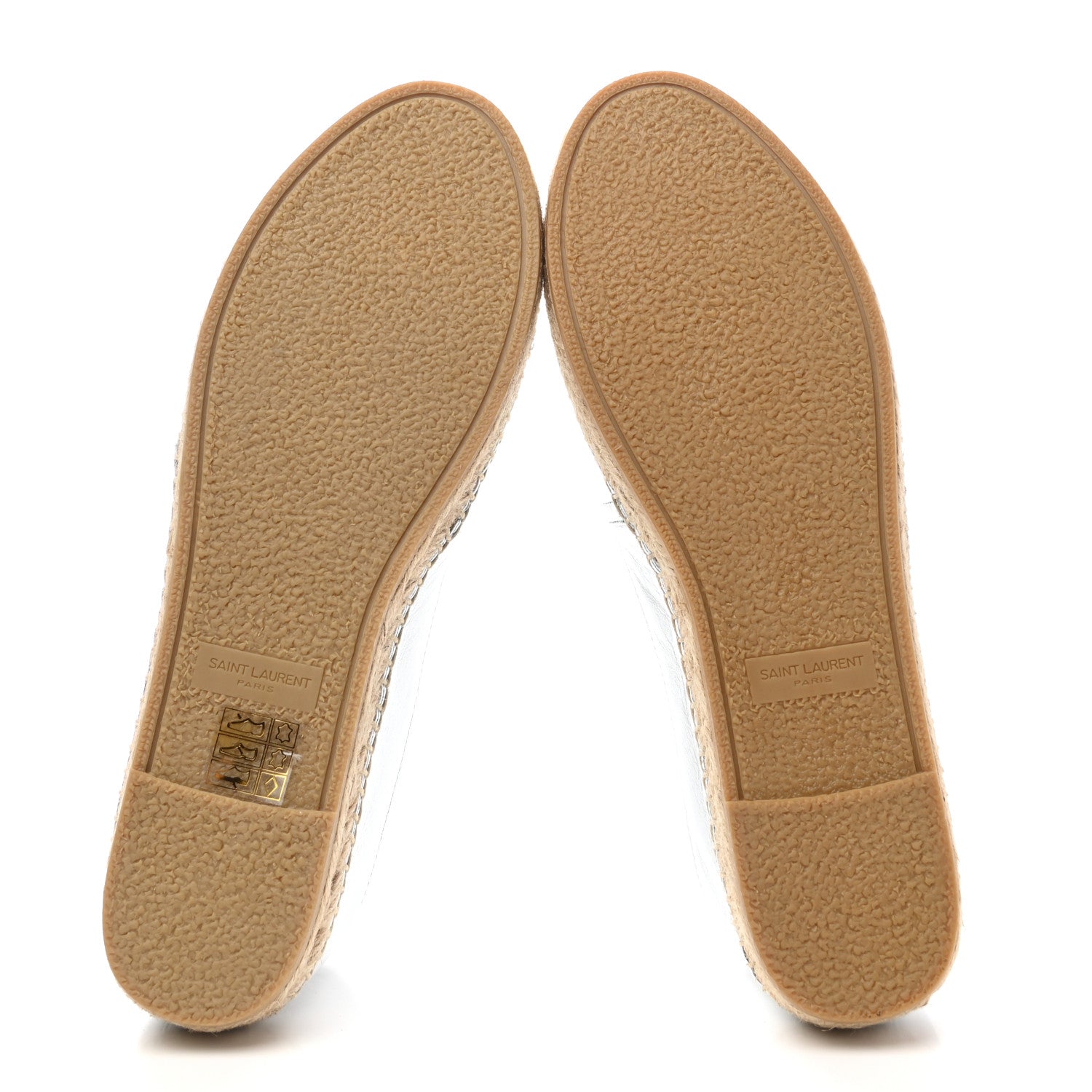 Saint Laurent Metallic Lambskin Monogram Espadrilles 38 Argento 5 of 8