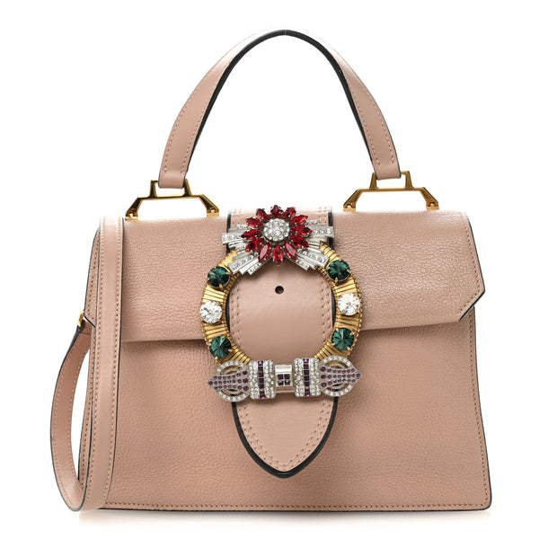 Miu Miu Goatskin Madras Soft Calfskin Crystal Embellished Top