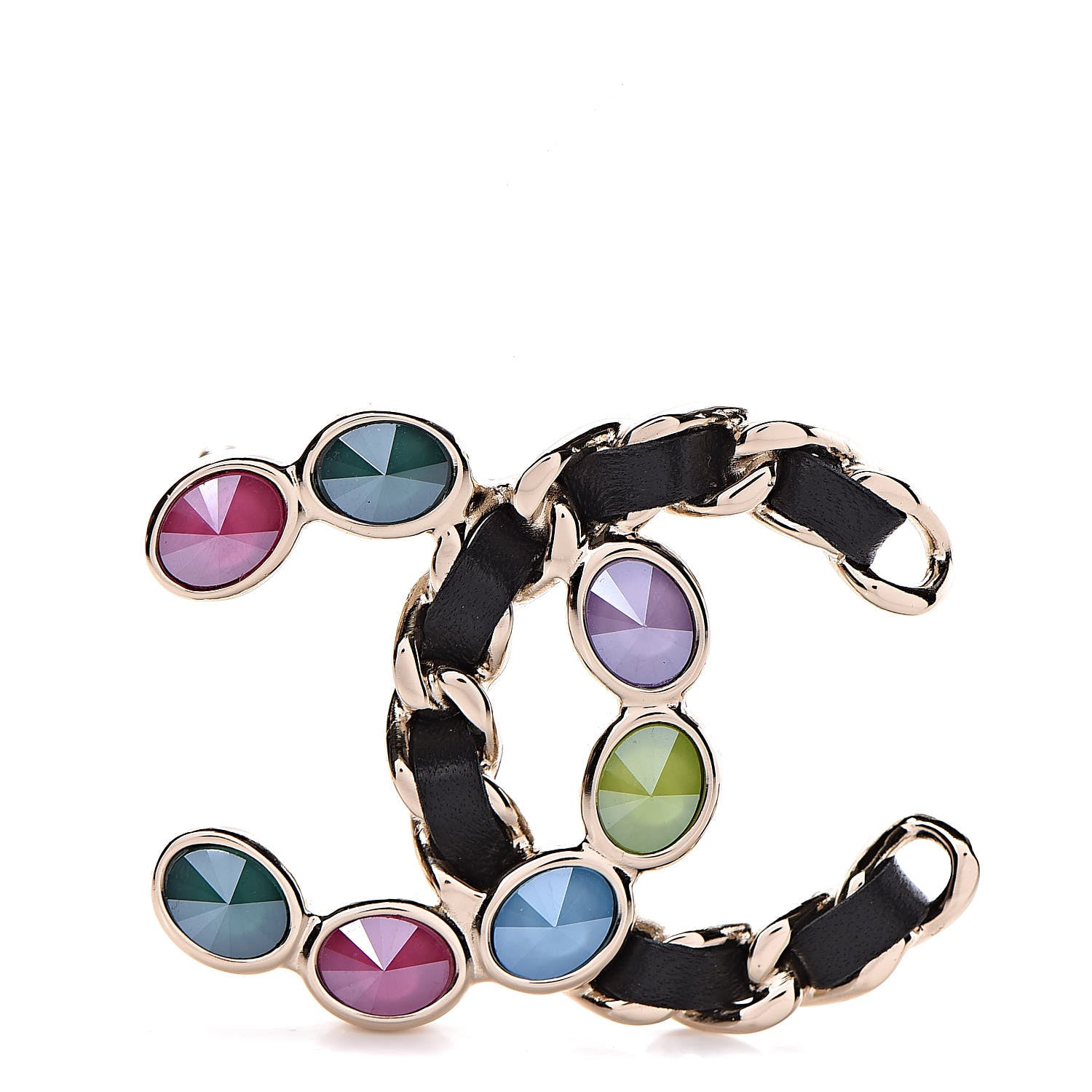 Chanel Lambskin Beads CC Brooch Black Multicolor 1 of 4