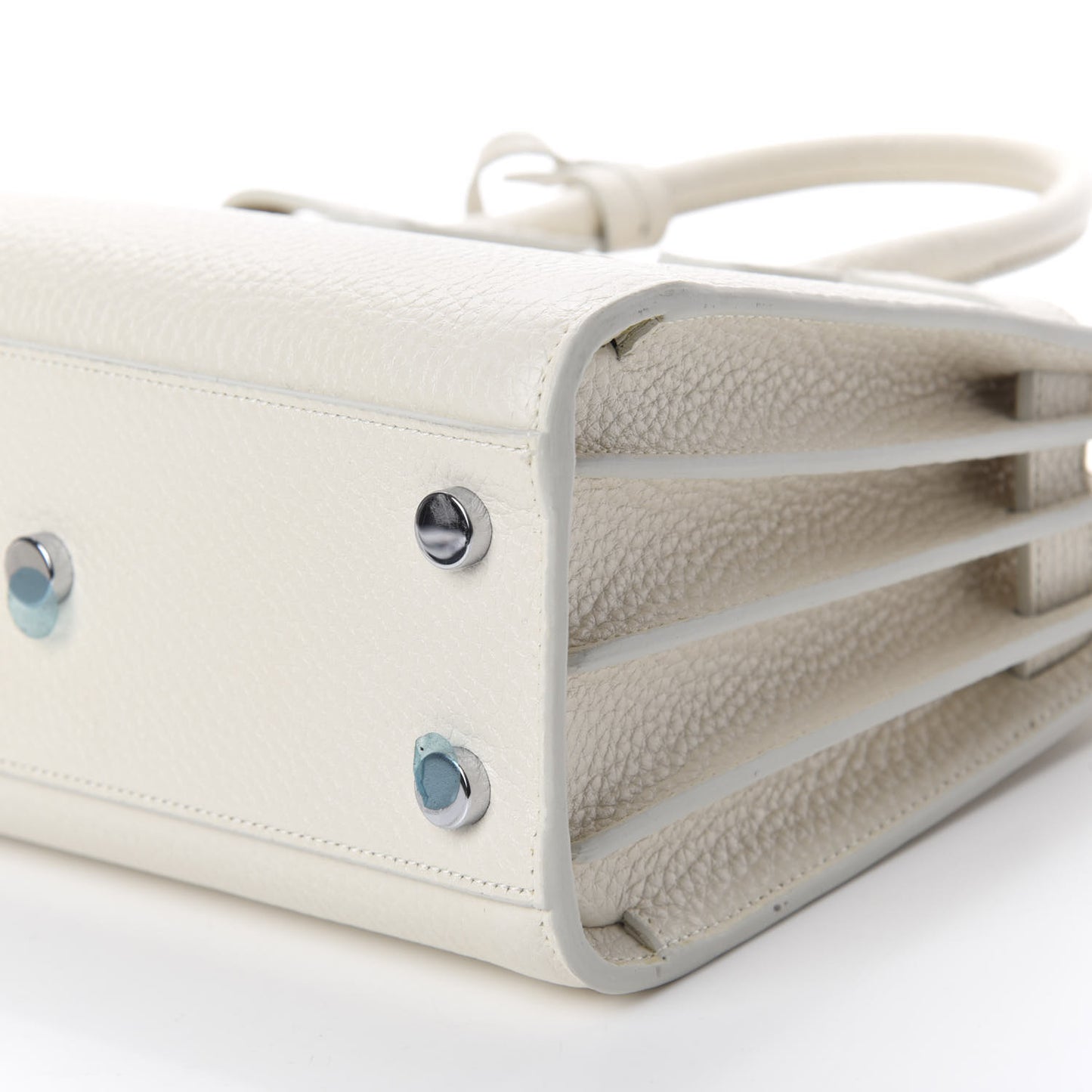 Grained Calfskin Nano Sac de Jour Dove White