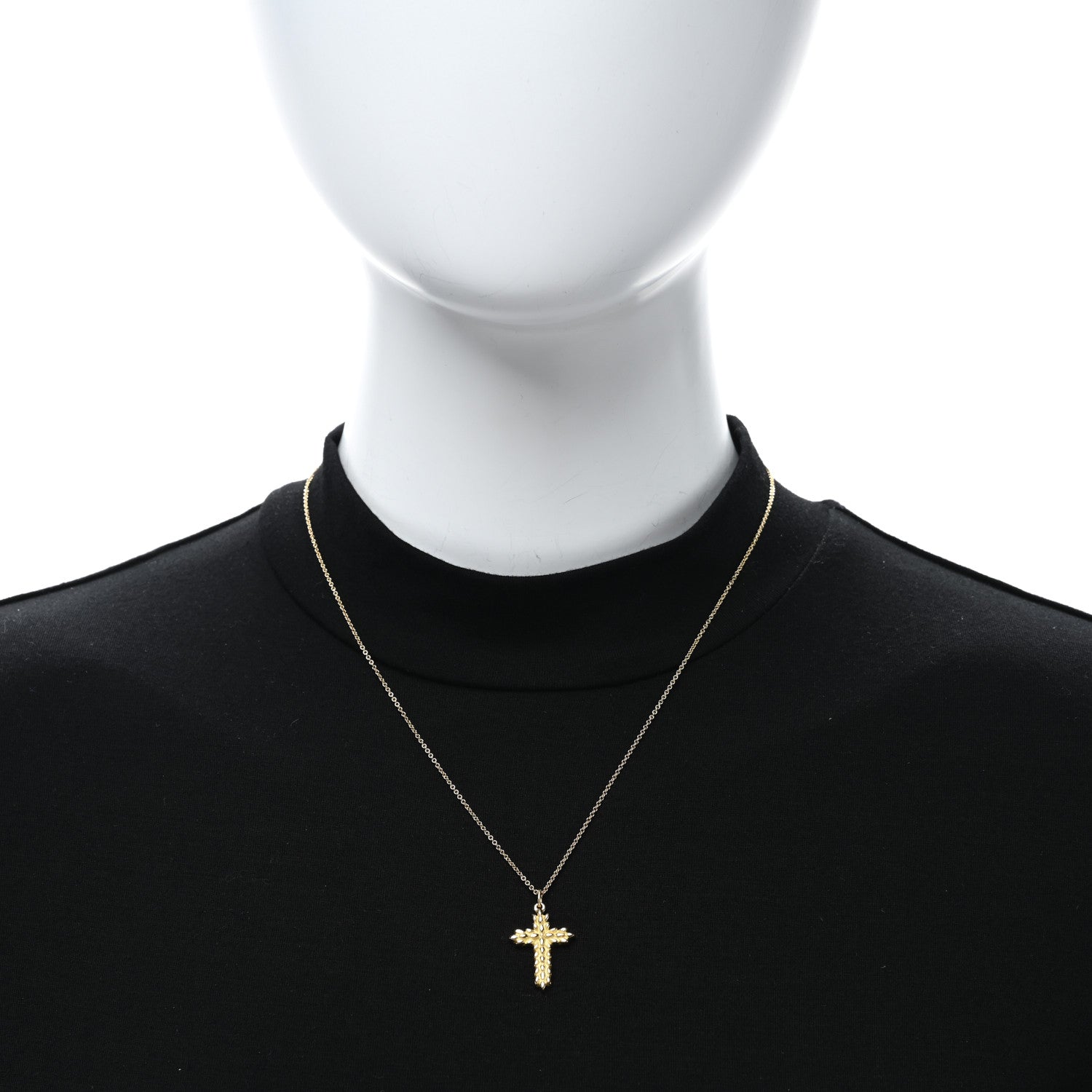 Tiffany 18K Yellow Gold Cross Pendant Necklace 3 of 4