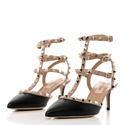 Valentino Garavani Calfskin Nappa Rockstud Ankle Strap 65mm Pumps 36 Black Poudre 3 of 9
