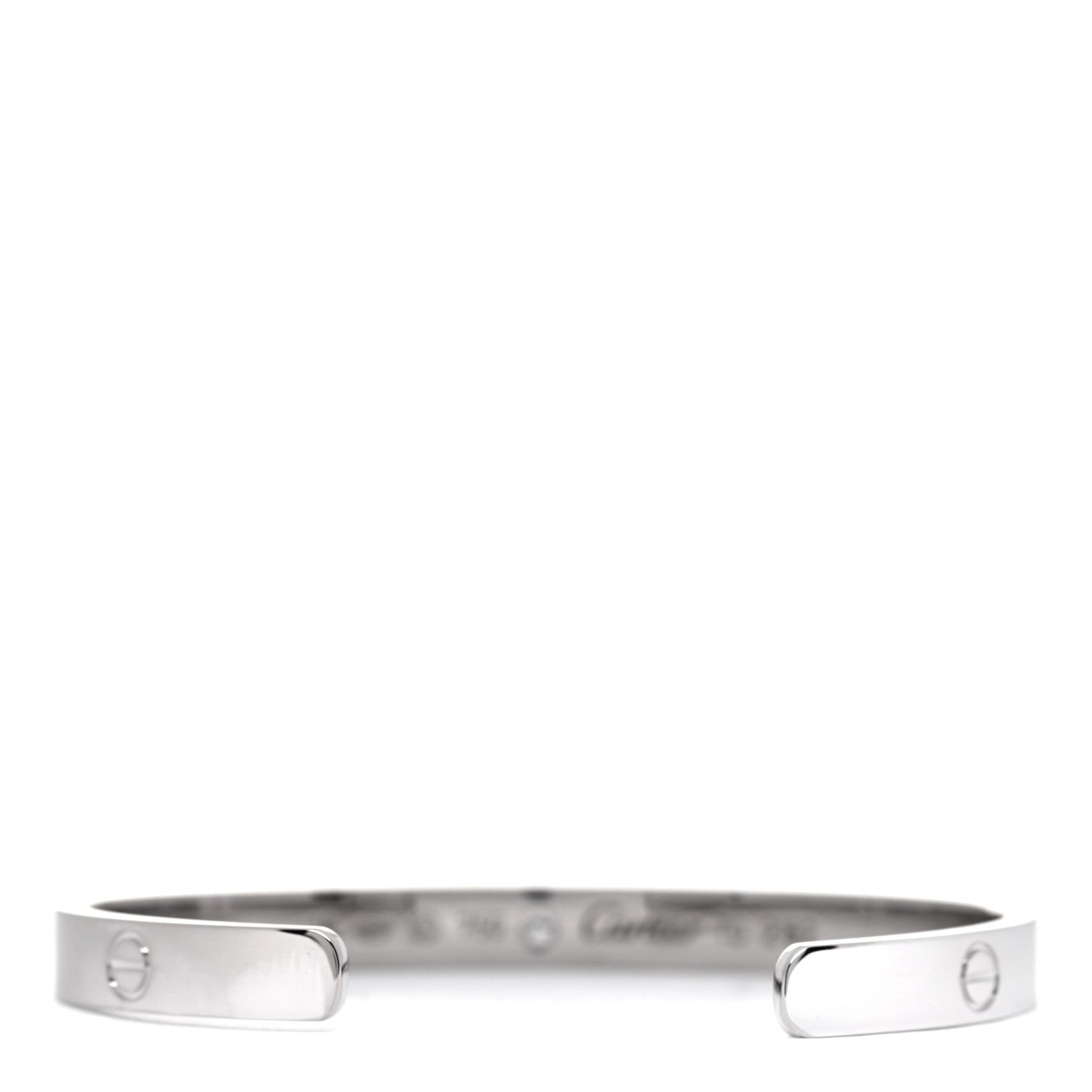 Cartier 18K White Gold 1 Diamond LOVE Cuff Bracelet 18 3 of 4