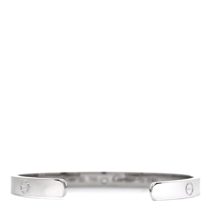 Cartier 18K White Gold 1 Diamond LOVE Cuff Bracelet 18 3 of 4