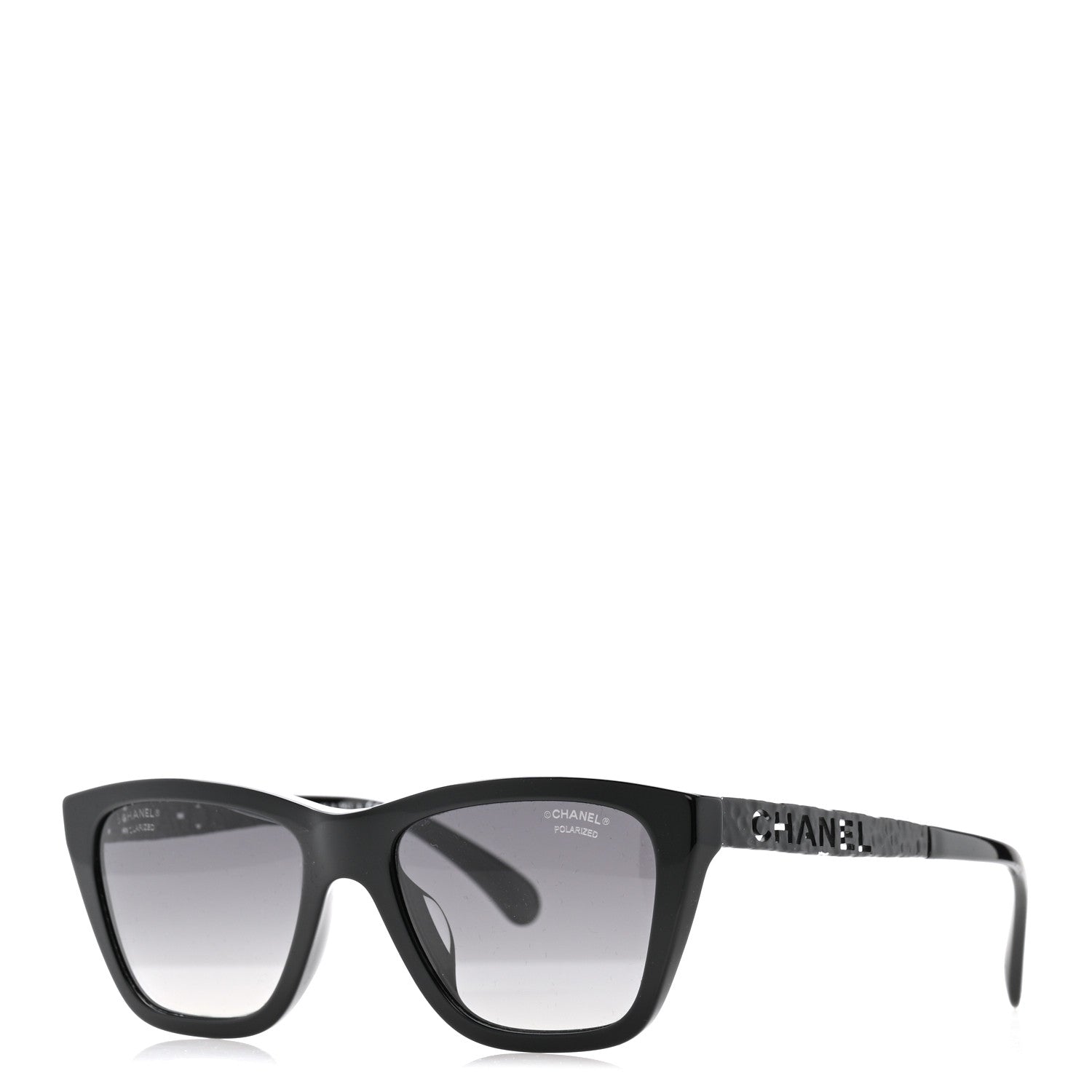 Chanel Acetate Metal Polarized Rectangle Sunglasses 5442 Black