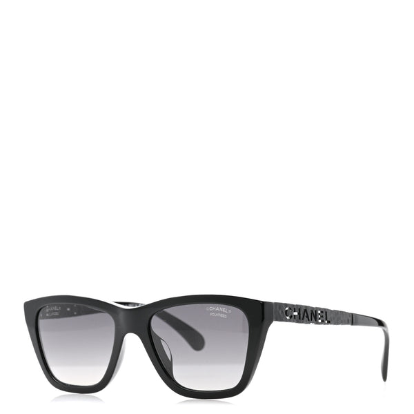 Chanel Acetate Metal Polarized Rectangle Sunglasses 5442 Black