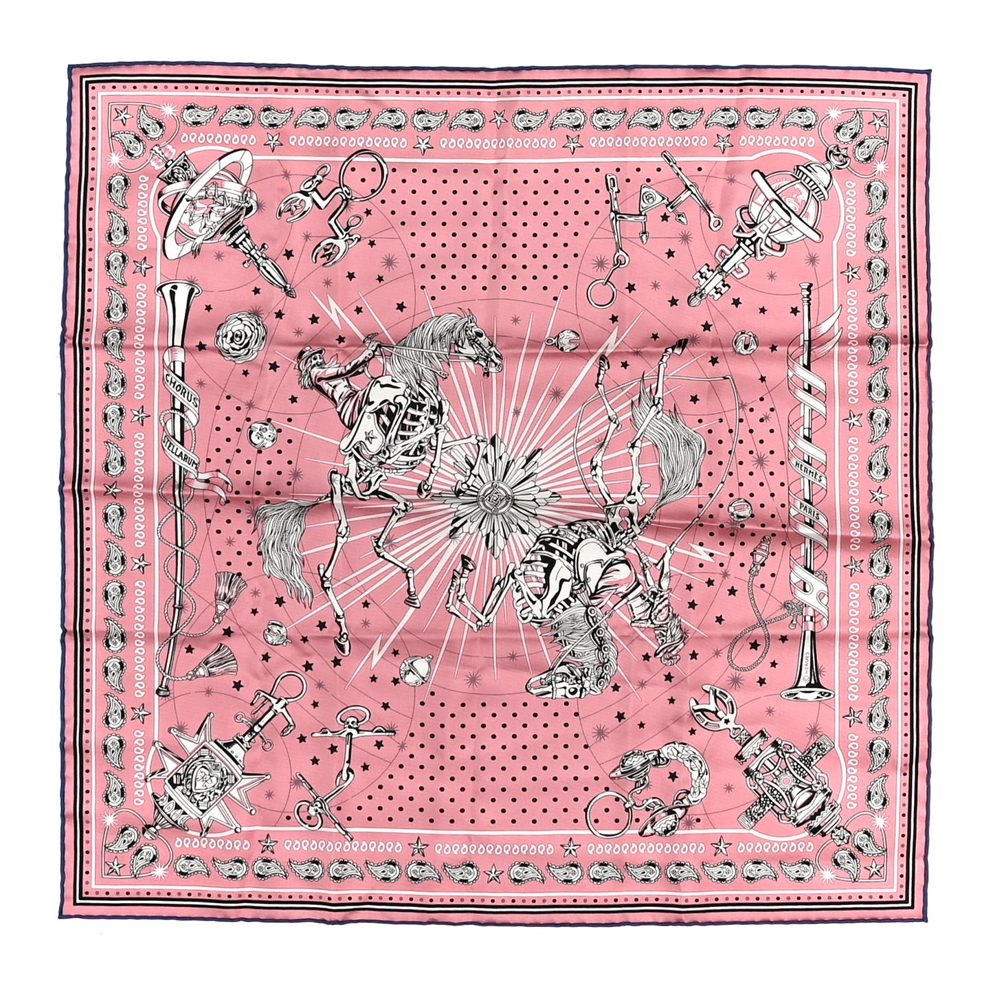Silk Chorus Stellarum Bandana Scarf 55 Vieux Rose Blanc