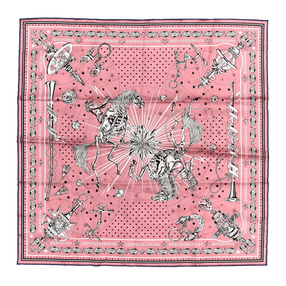Hermes Silk Chorus Stellarum Bandana Scarf 55 Vieux Rose Blanc 1 of 4