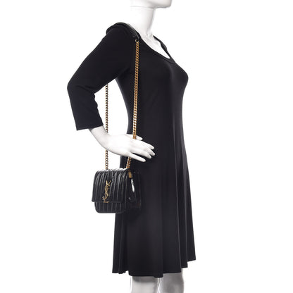 Saint Laurent Patent Calfskin Matelasse Monogram Small Vicky Chain Bag Black 2 of 11