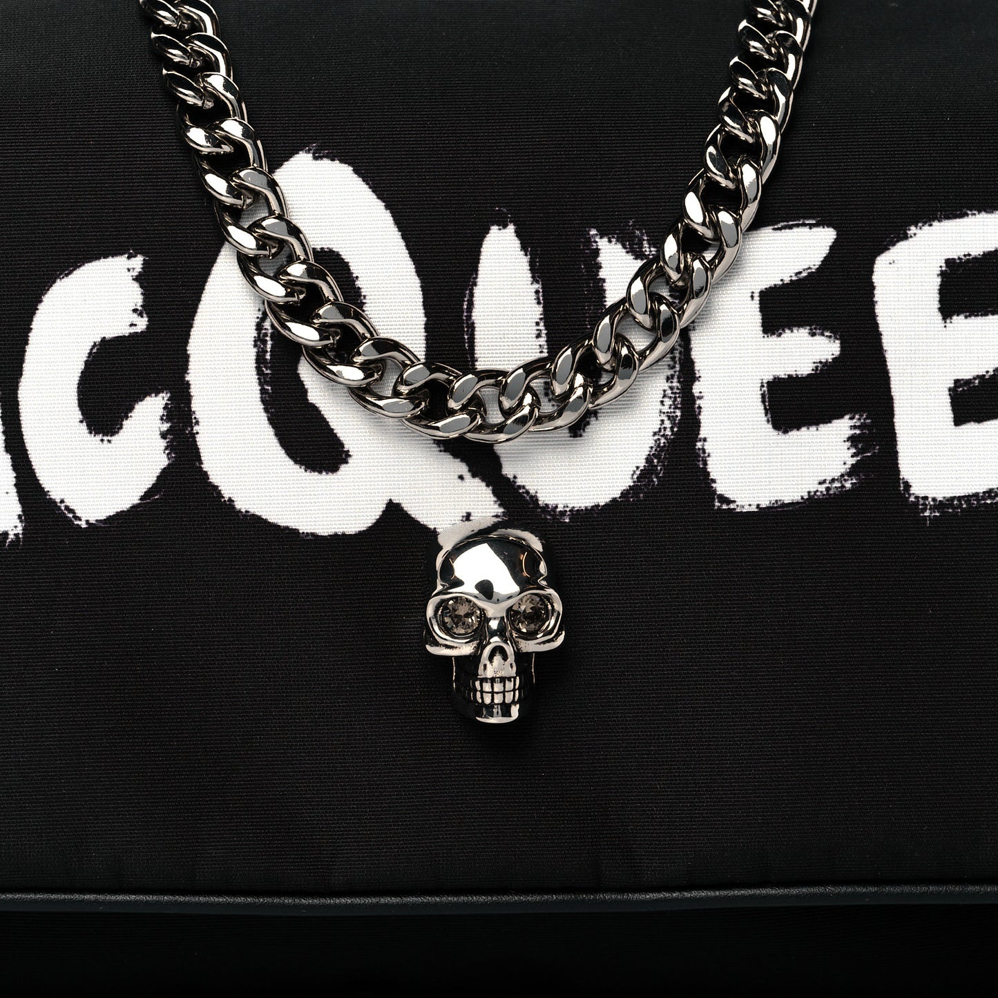 Nylon Graffiti Skull Small Crossbody Bag Black White
