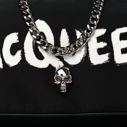 Alexander McQueen Nylon Graffiti Skull Small Crossbody Bag Black White 9 of 12