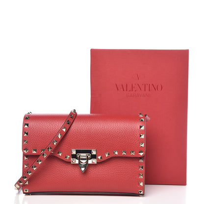Valentino Garavani Pebbled Calfskin Medium Rockstud Flip Lock Crossbody Bag Red 10 of 10