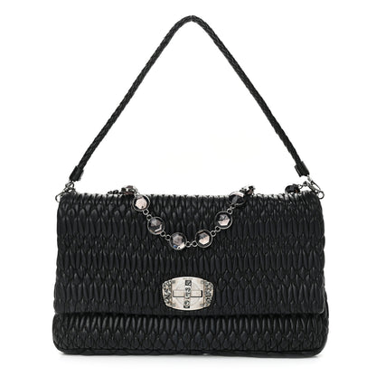 Miu Miu Nappa Matelasse Crystal Flap Clutch Black 1 of 12