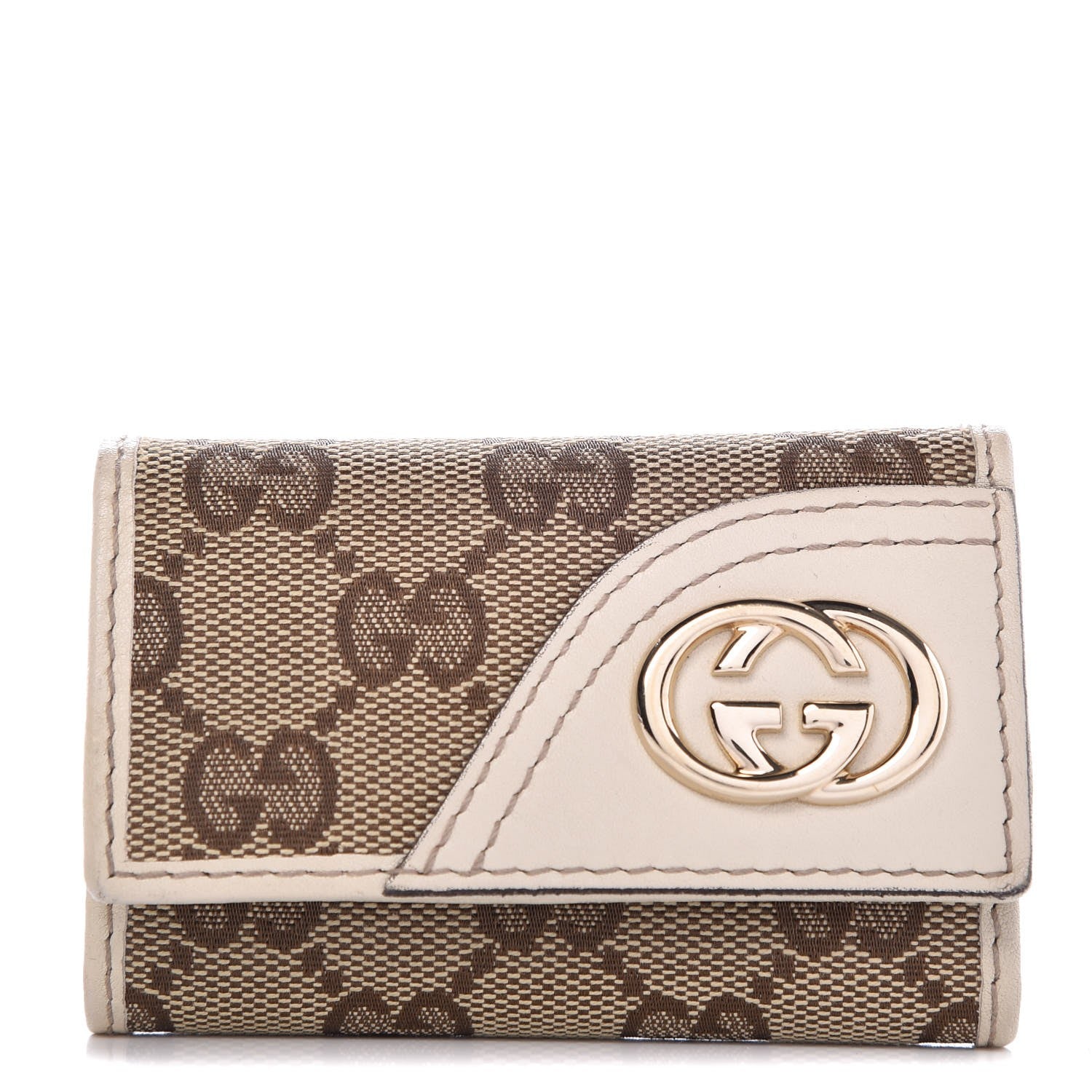 Gucci Monogram Britt 6 Key Holder Case White 1 of 10