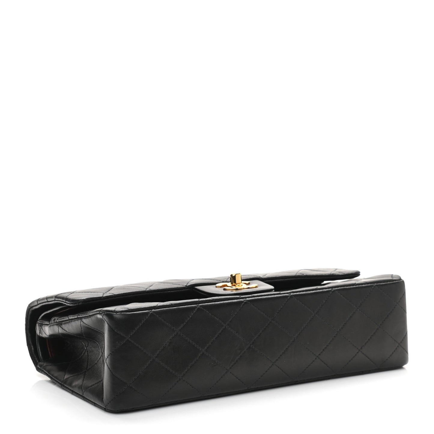 Lambskin Quilted Medium Double Flap Black