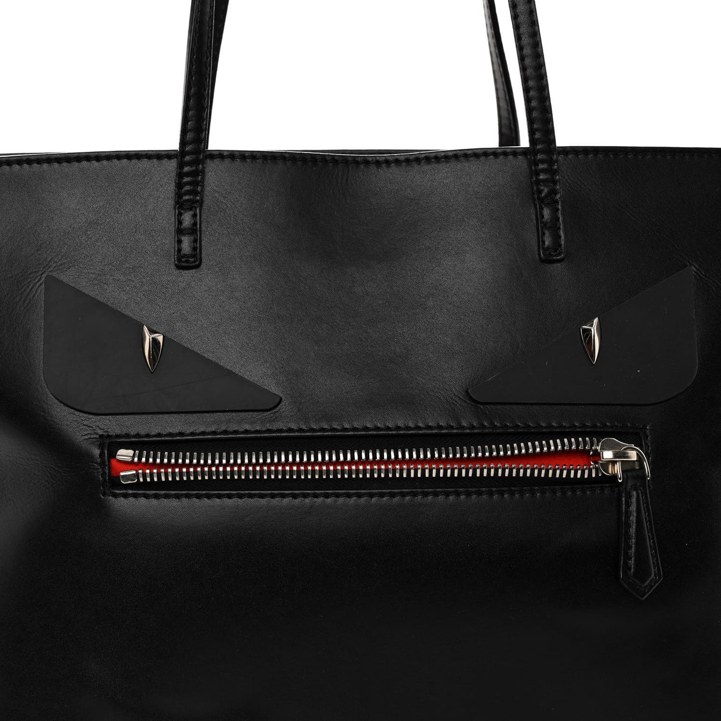 Vitello Liberty Lucido Metal Monster Eyes Medium Roll Tote Black