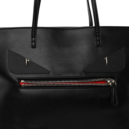 Fendi Vitello Liberty Lucido Metal Monster Eyes Medium Roll Tote Black 7 of 11
