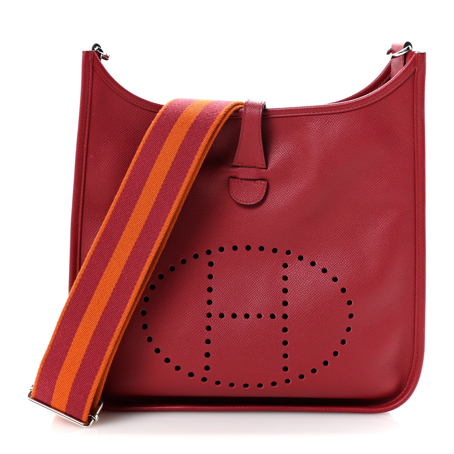 Hermes Taurillon Clemence Amazone Evelyne III PM Rouge Grenat Orange 1 of 13