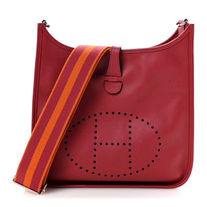 Hermes Taurillon Clemence Amazone Evelyne III PM Rouge Grenat Orange 1 of 13