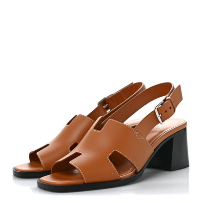 Hermes Calfskin Elbe 60 Sandals 37 Marron Glaise 3 of 9