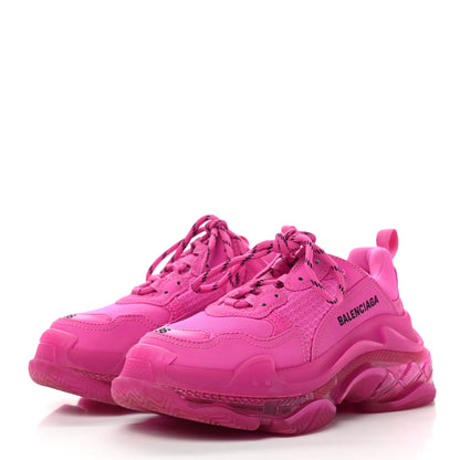 Balenciaga Fabric Mesh Clear Sole Fluo Womens Triple S Sneakers 36 Pink 3 of 11