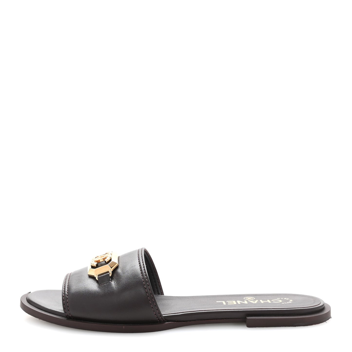Shiny Calfskin CC Mules 39 Brown
