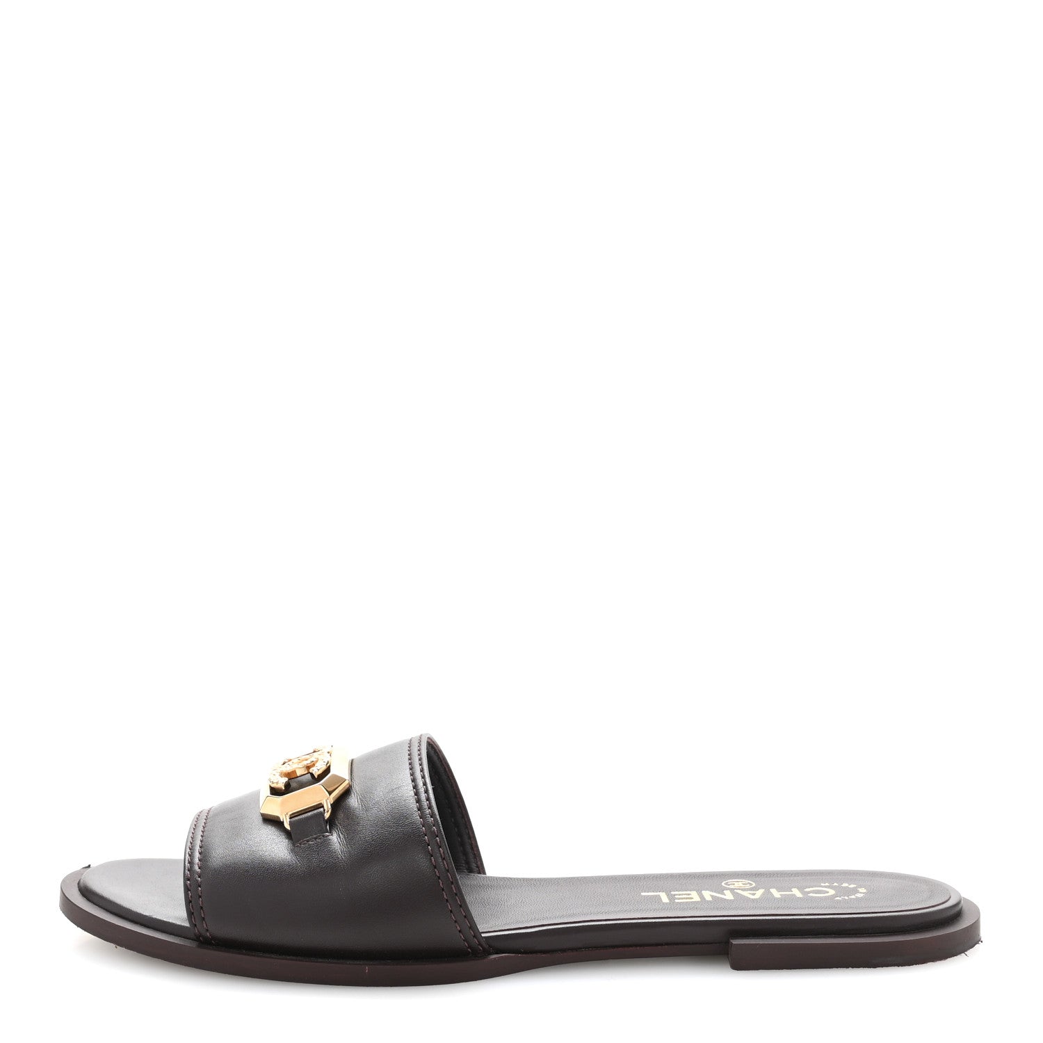 Chanel Shiny Calfskin CC Mules 39 Brown 1 of 11
