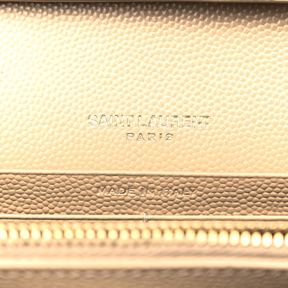 Saint Laurent Grain De Poudre Matelasse Chevron Monogram Envelope Chain Wallet Nude Powder 6 of 10