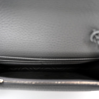 Gucci Dollar Calfskin Enamel Monochrome Mini GG Marmont Chain Wallet Deep Grey 5 of 10