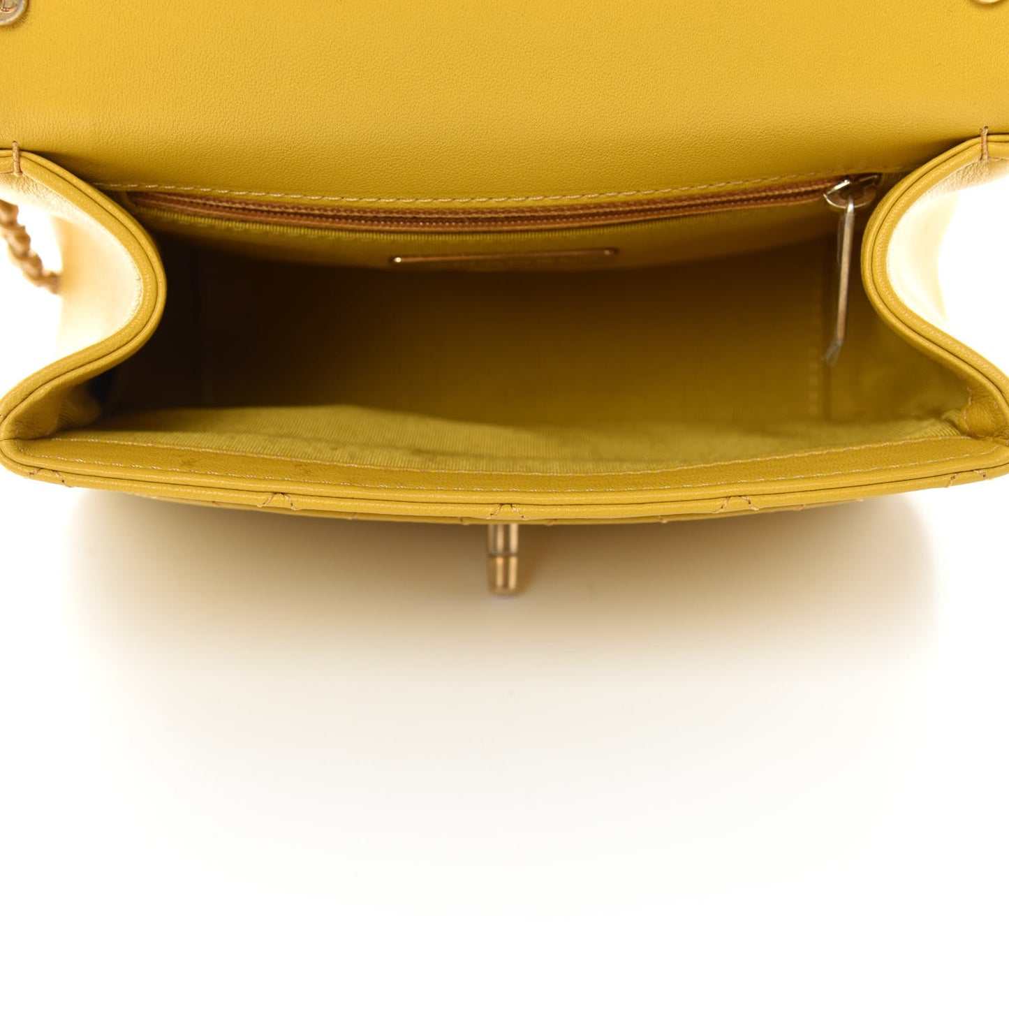 Lambskin Quilted Small Chain Infinity Top Handle Flap Yellow