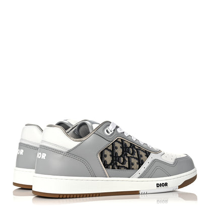 Christian Dior Smooth Calfskin Jacquard Oblique Mens B27 Low Top Sneakers 38 Beige Blue 4 of 7