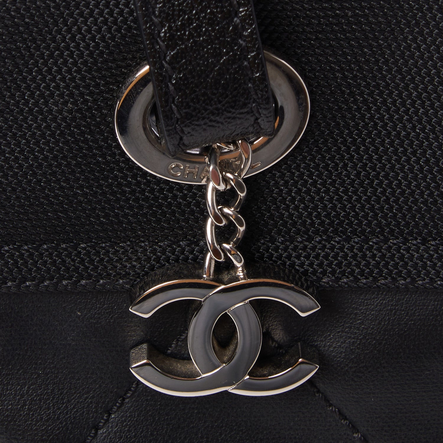 Chanel Coated Canvas Quilted Large Paris Biarritz Tote Black 7 of 9