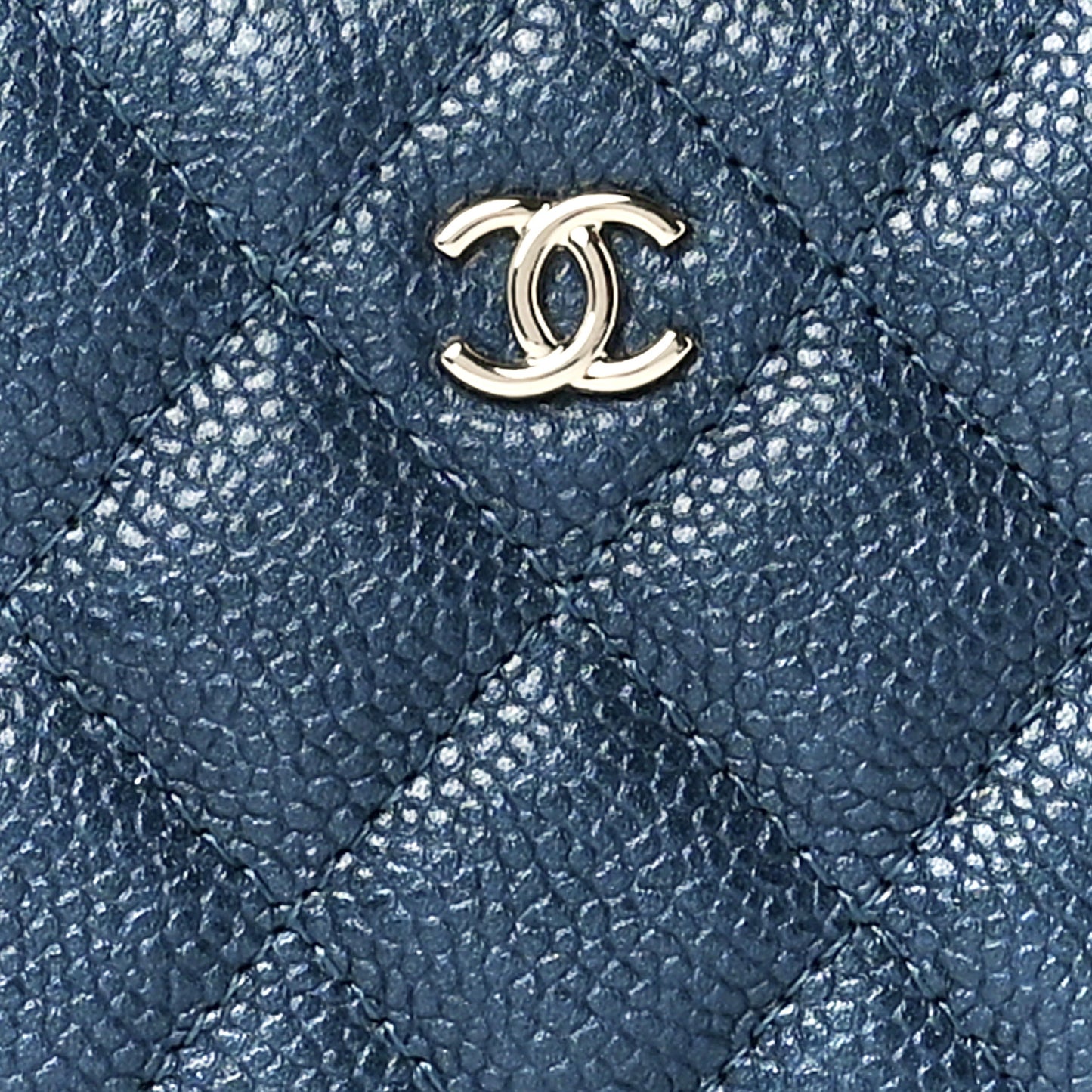 Caviar Quilted Small Cosmetic Case Dark Blue